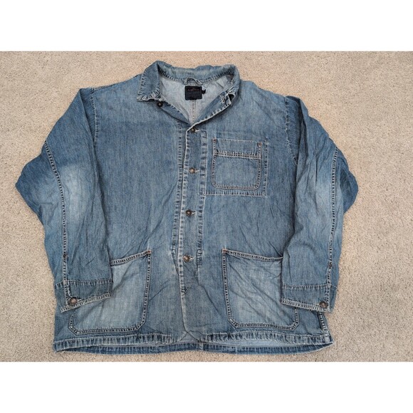Indigo Palms Other - Tommy Bahama Indigo Palms Denim Chore Button Up Shacket/Jacket Distressed XXL